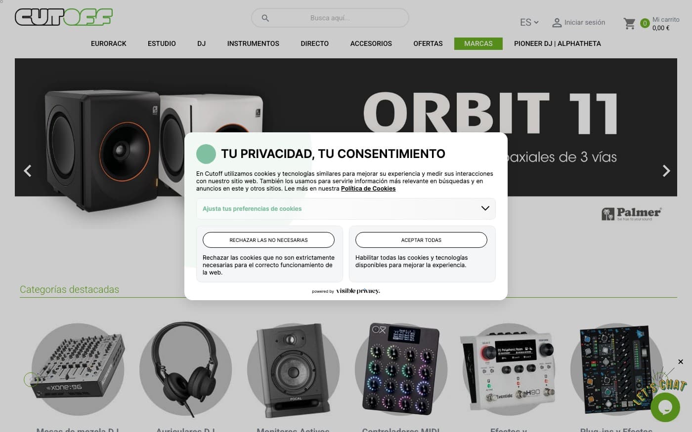Captura limpia de la home oficial de Cutoff.
