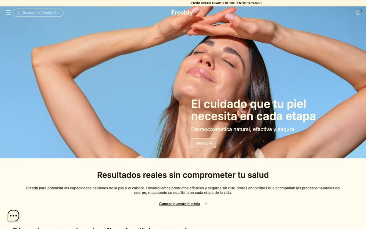 Captura de Freshly Cosmetics, tienda online especialista en skincare y cuidado facial.