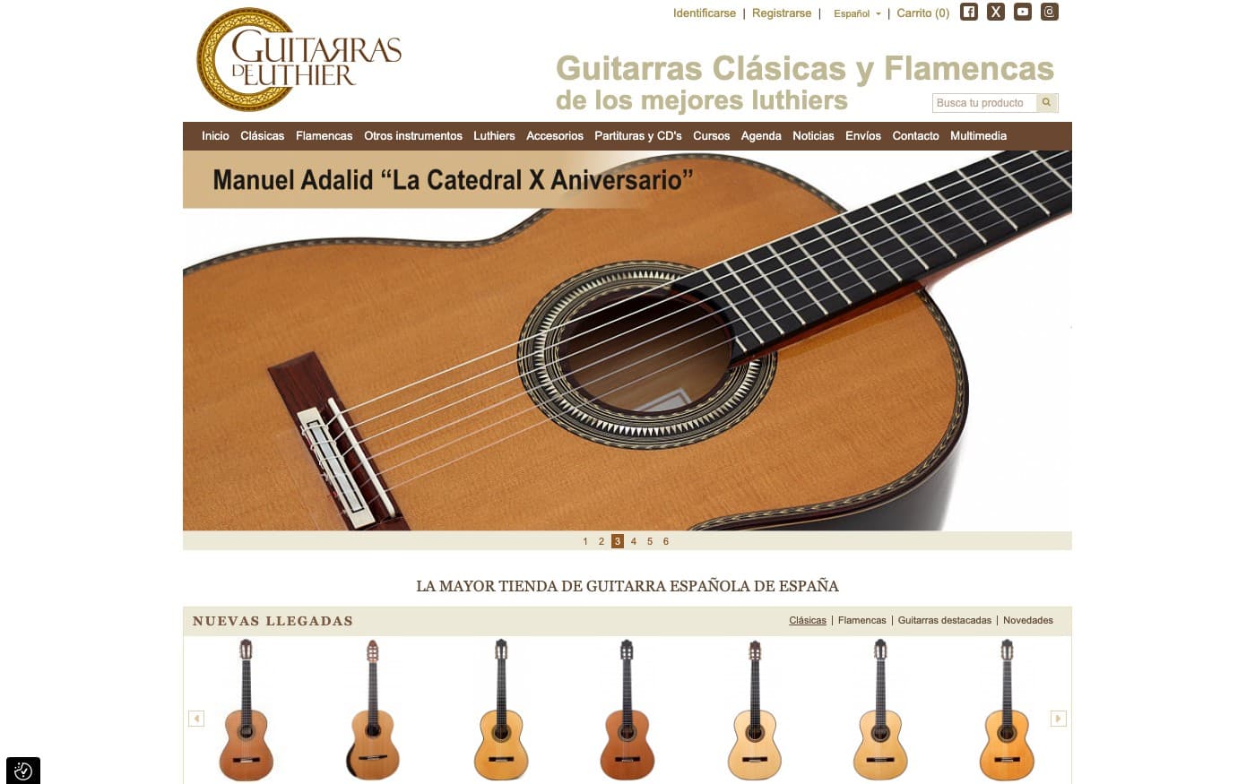 Captura limpia de la home oficial de Guitarras de Luthier.