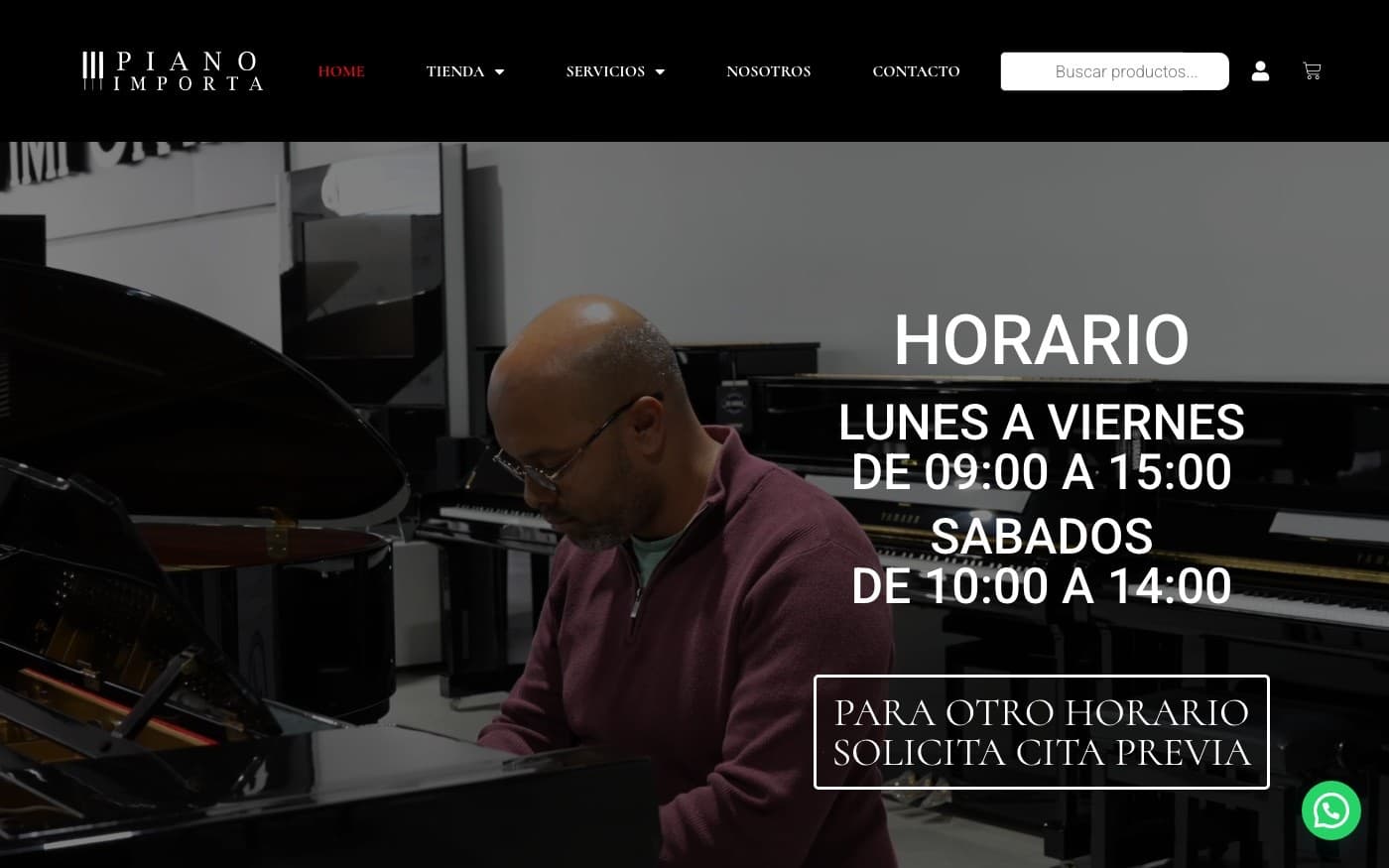 Captura limpia de la home oficial de Piano Importa.