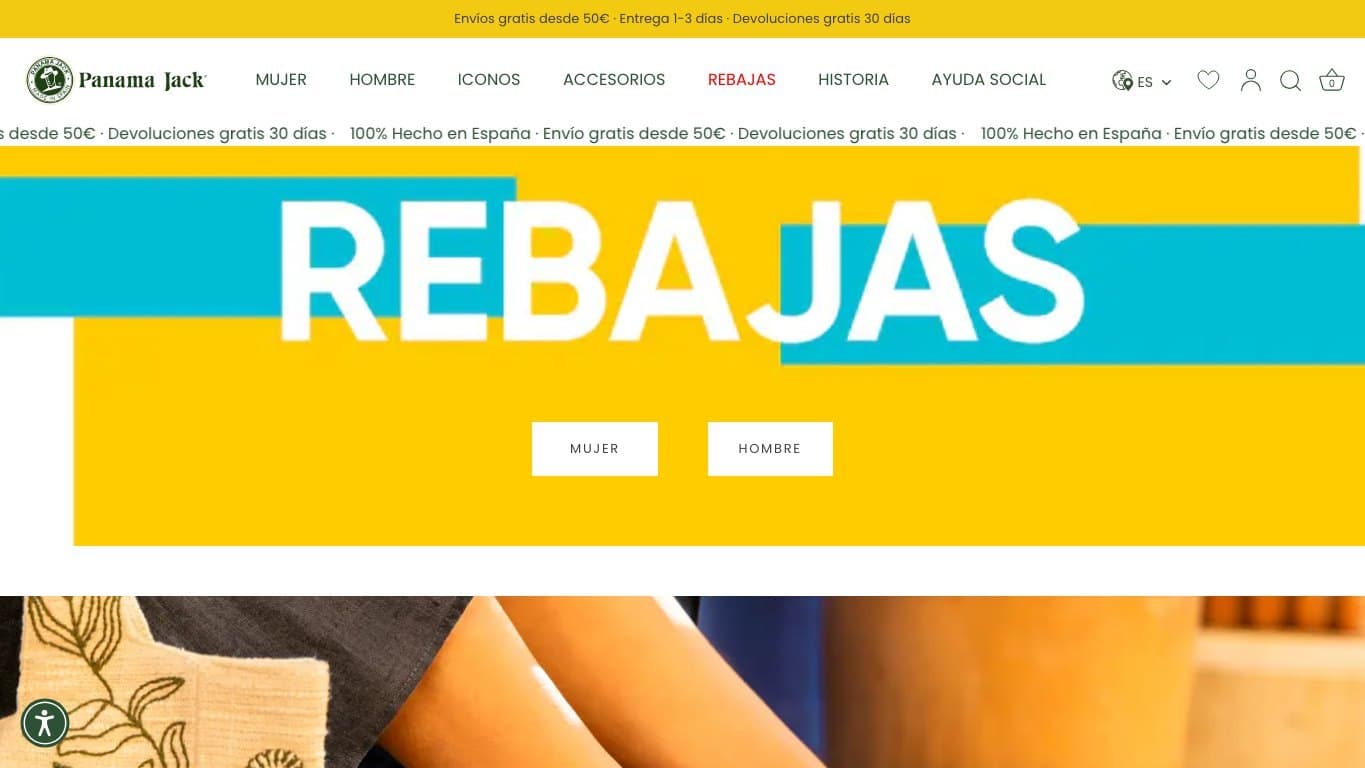 Captura de la home de Panama Jack, tienda oficial de botas.