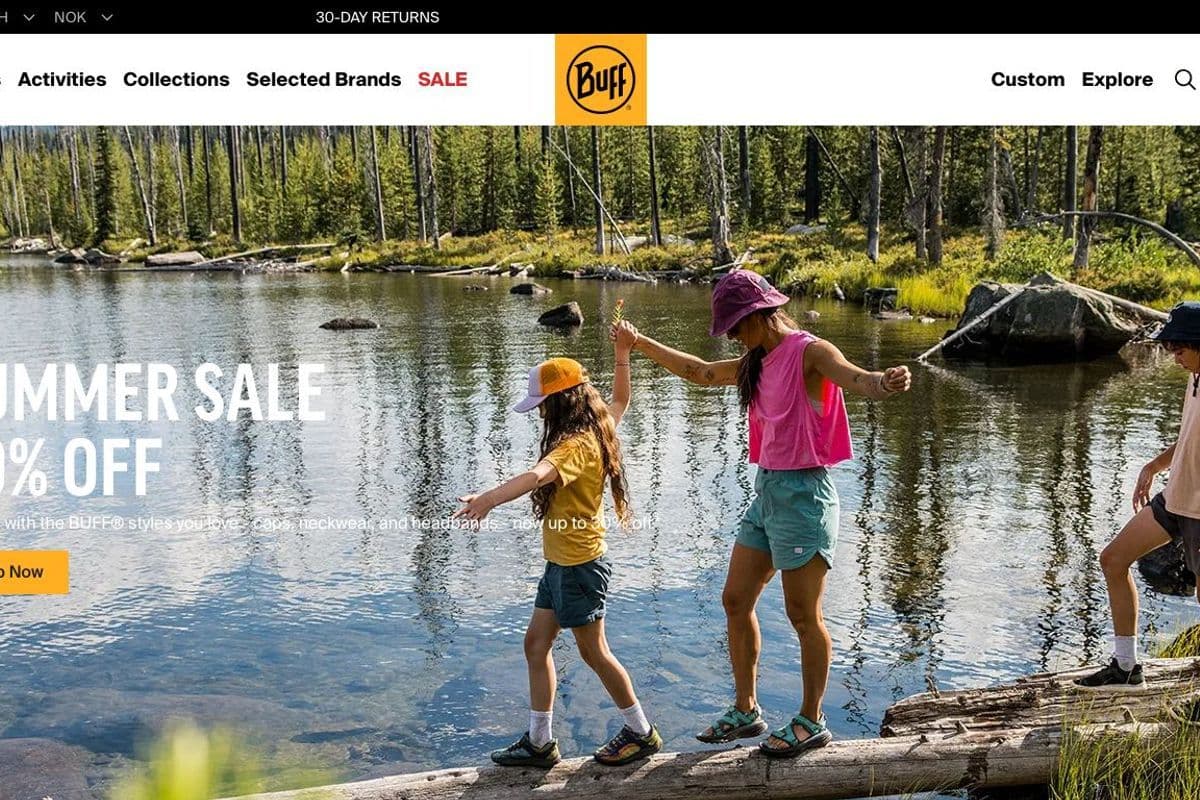 Captura de la home de BUFF, tienda oficial de accesorios de cuello.