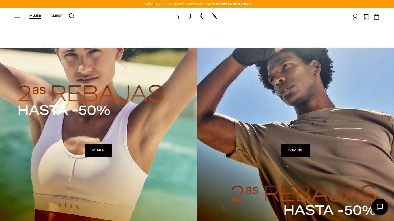 Captura de la home de Born Living Yoga, tienda oficial de activewear y moda deportiva.