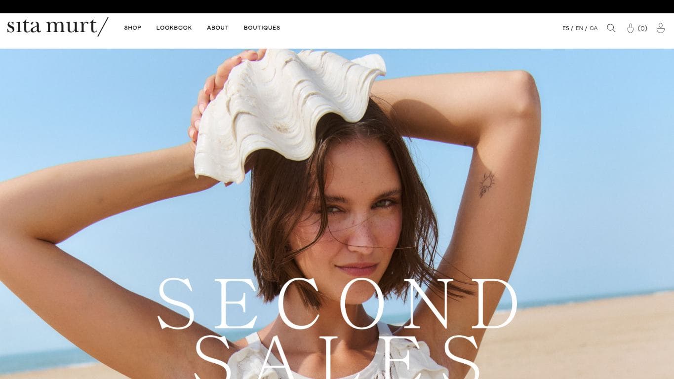 Captura de la home de Sita Murt, tienda oficial de moda con fibras naturales.