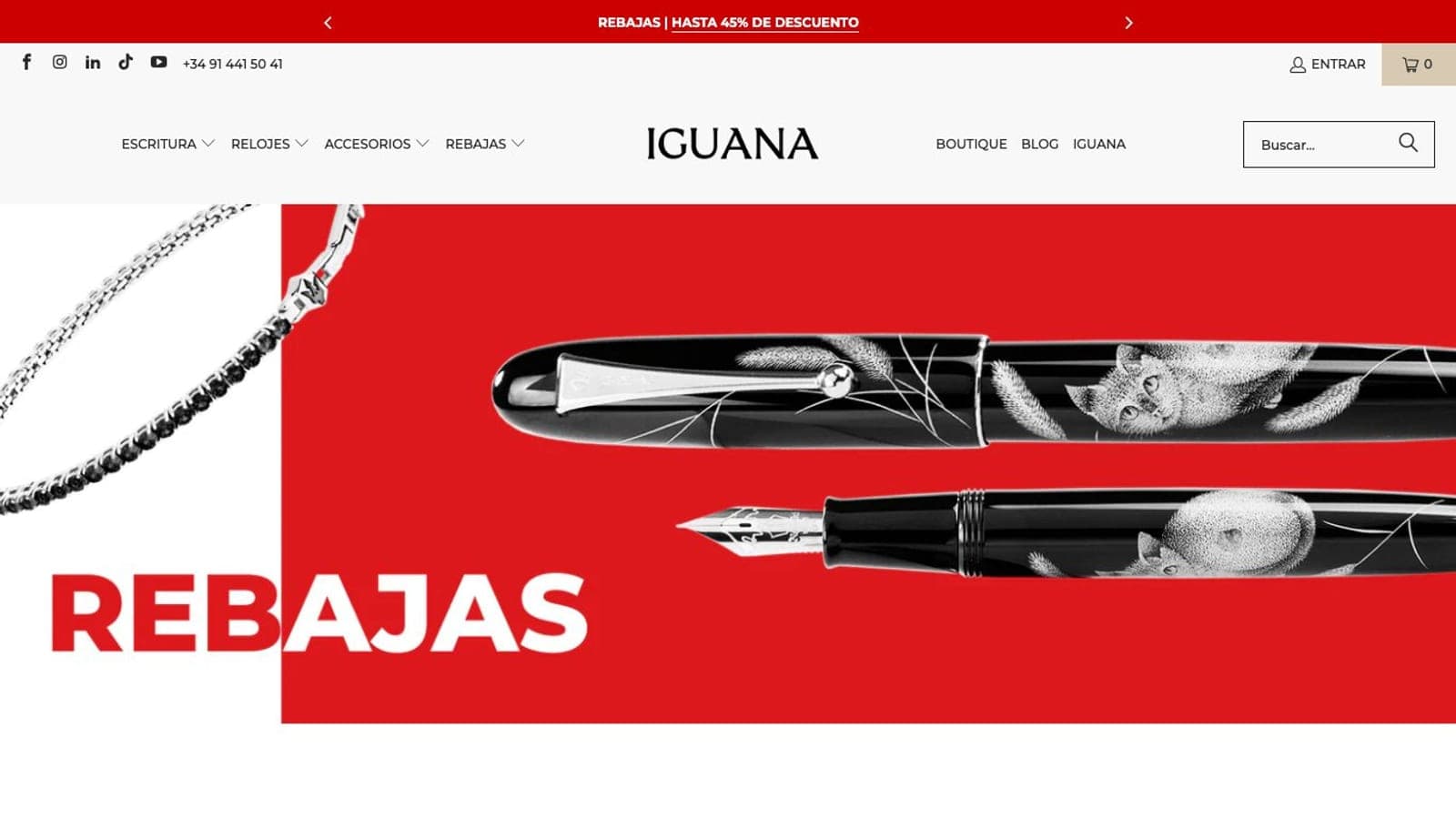 Captura de la home de Iguana Sell, tienda online con categoría oficial de relojes.