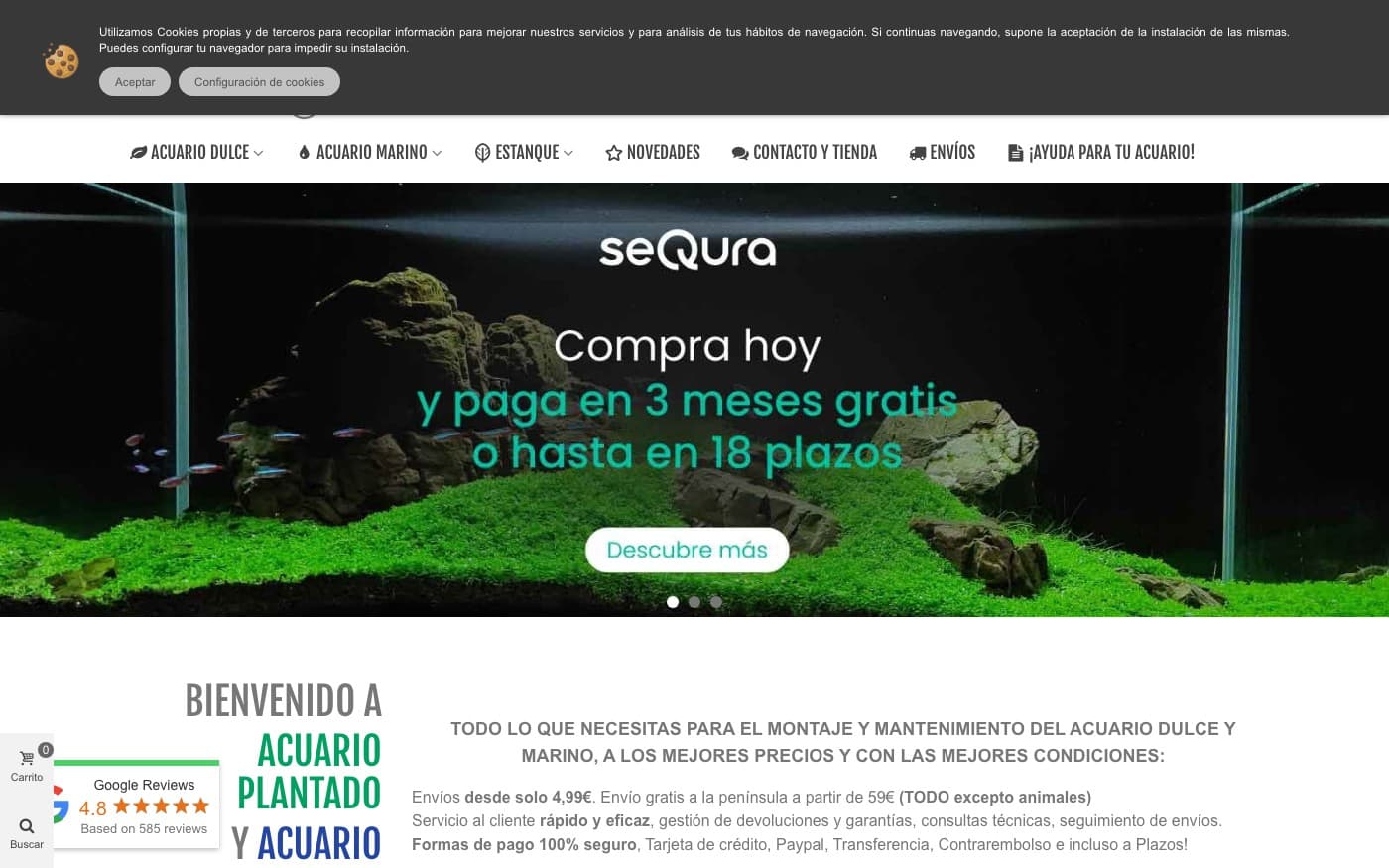 Captura limpia de la home oficial de Acuario Plantado