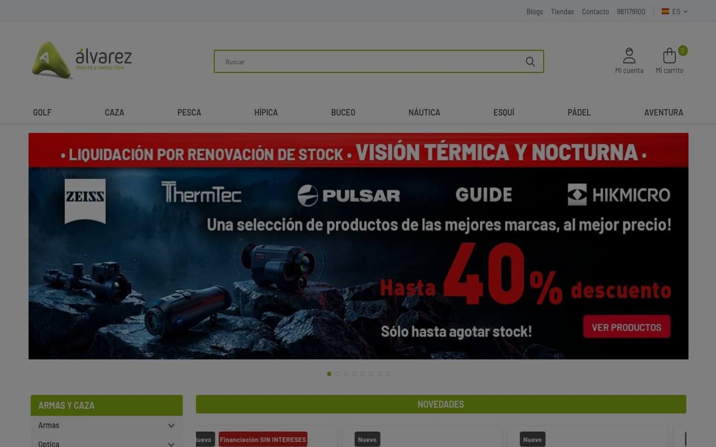 Captura limpia de la home de Álvarez