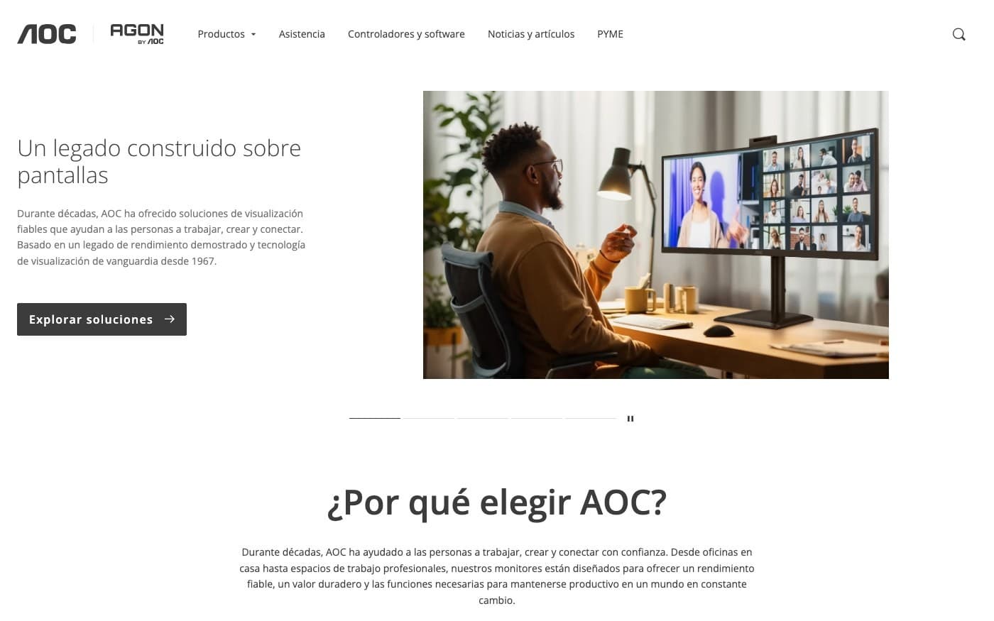 Captura limpia de la home oficial de AOC