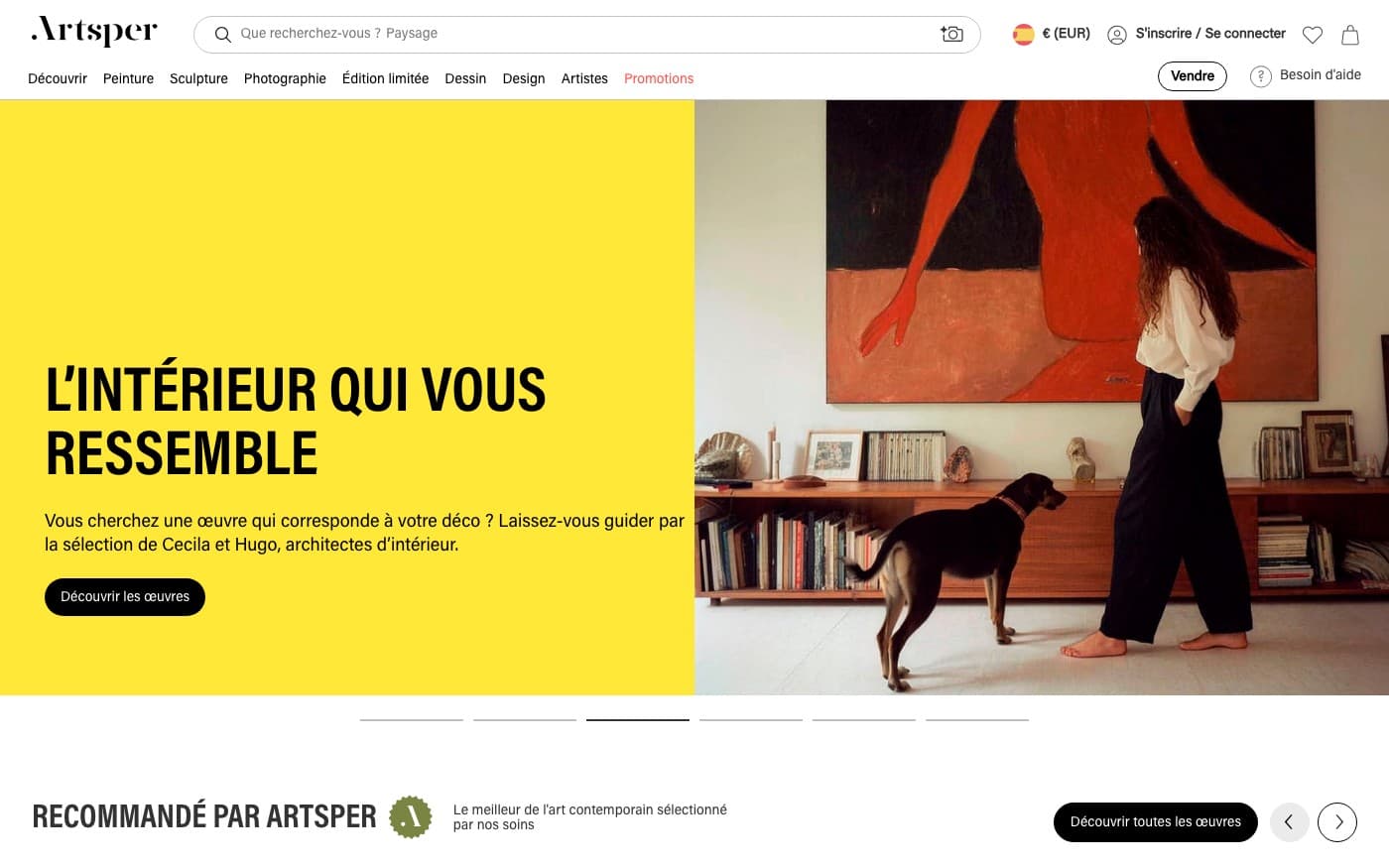Captura limpia de la home oficial de Artsper.