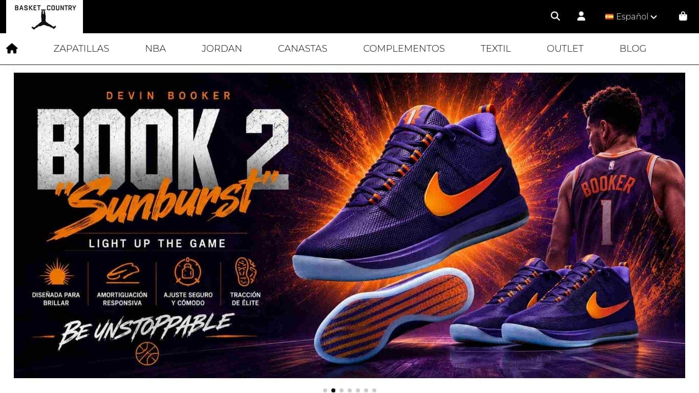 Página de inicio de Basket Country, tienda online de baloncesto.