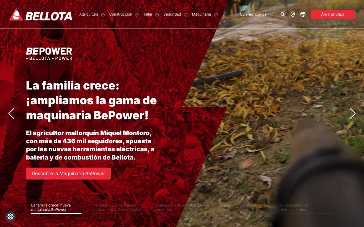 Captura de la home oficial de Bellota