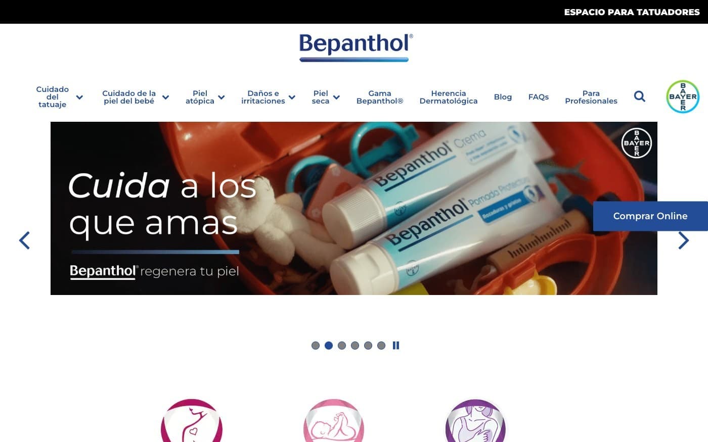 Captura limpia de la home oficial de Bepanthol