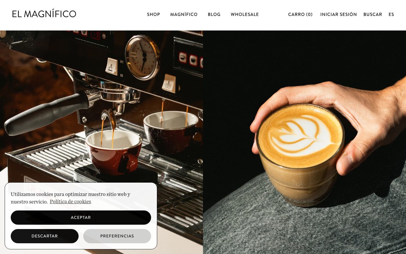 Captura limpia de una tienda de café