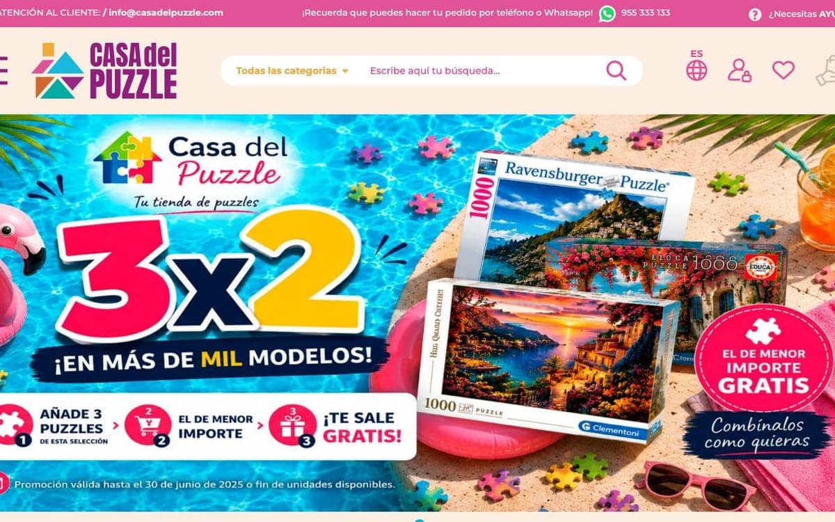 Captura limpia de una tienda online especializada en puzzles