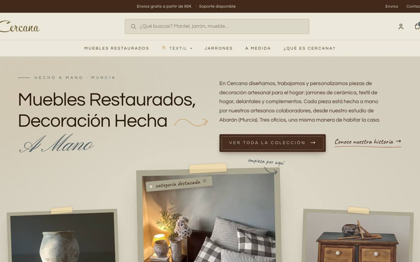 Captura limpia de la home oficial de Cercana Casa.
