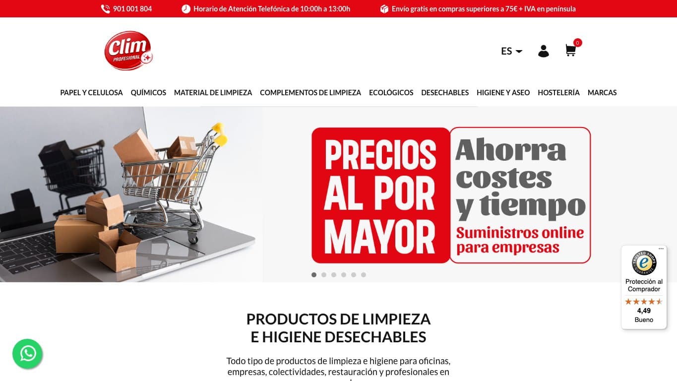 Captura limpia de la home oficial de CLIM Profesional.