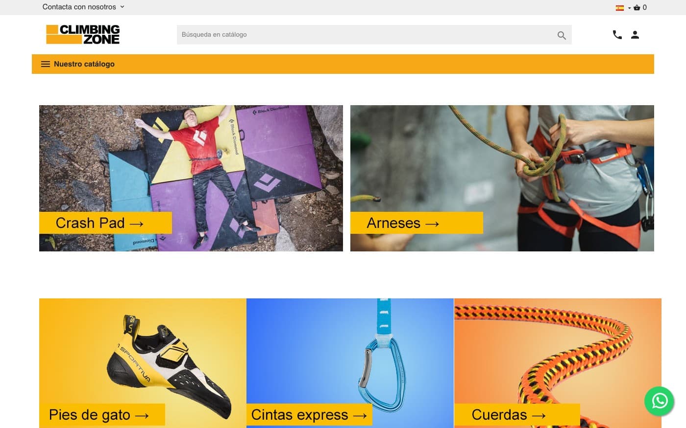 Captura limpia de la home oficial de Climbing Zone.