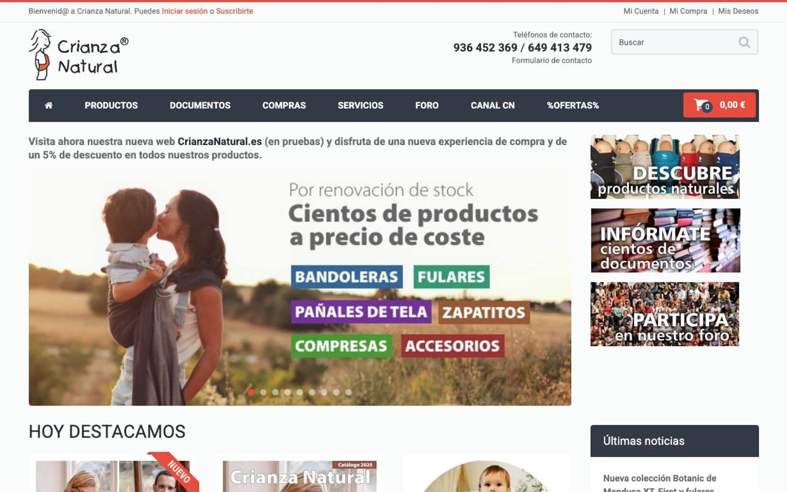 Captura limpia de una tienda oficial de bebé eco.