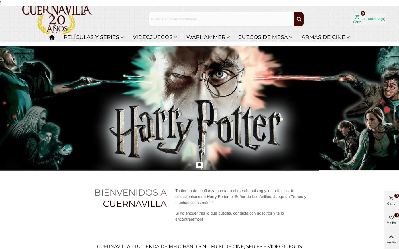 Captura de la home oficial de Cuernavilla