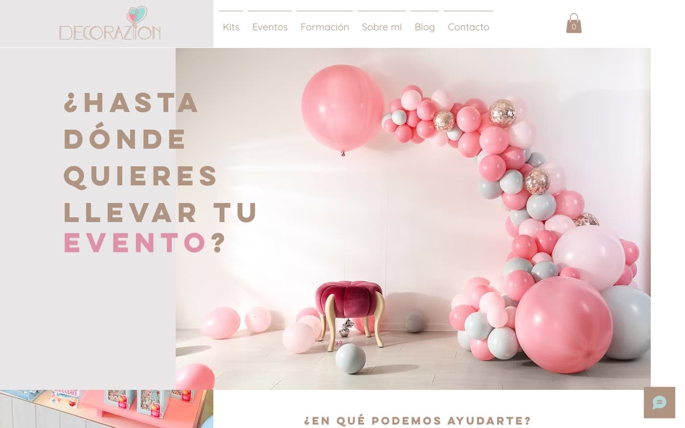 Captura limpia de la home de Decorazion, incluida en la guía de decoración de eventos.