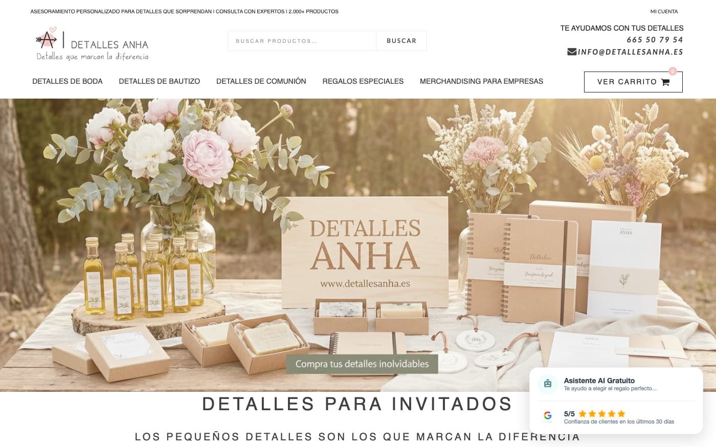 Captura limpia de la home oficial de Detalles Anha.