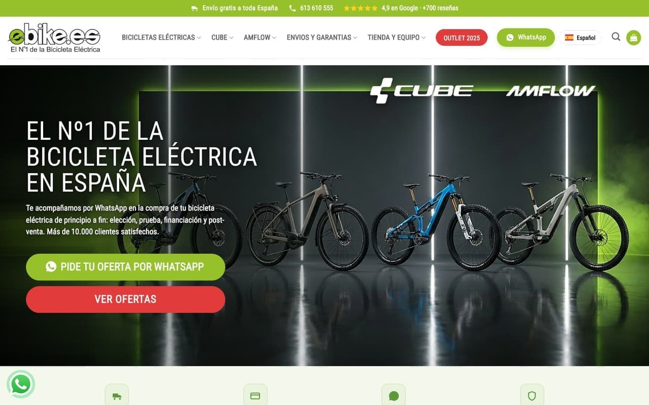 Captura limpia de una tienda oficial de bicicleta eléctrica