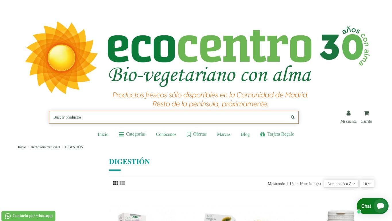 Captura limpia de la categoría digestiva de Ecocentro