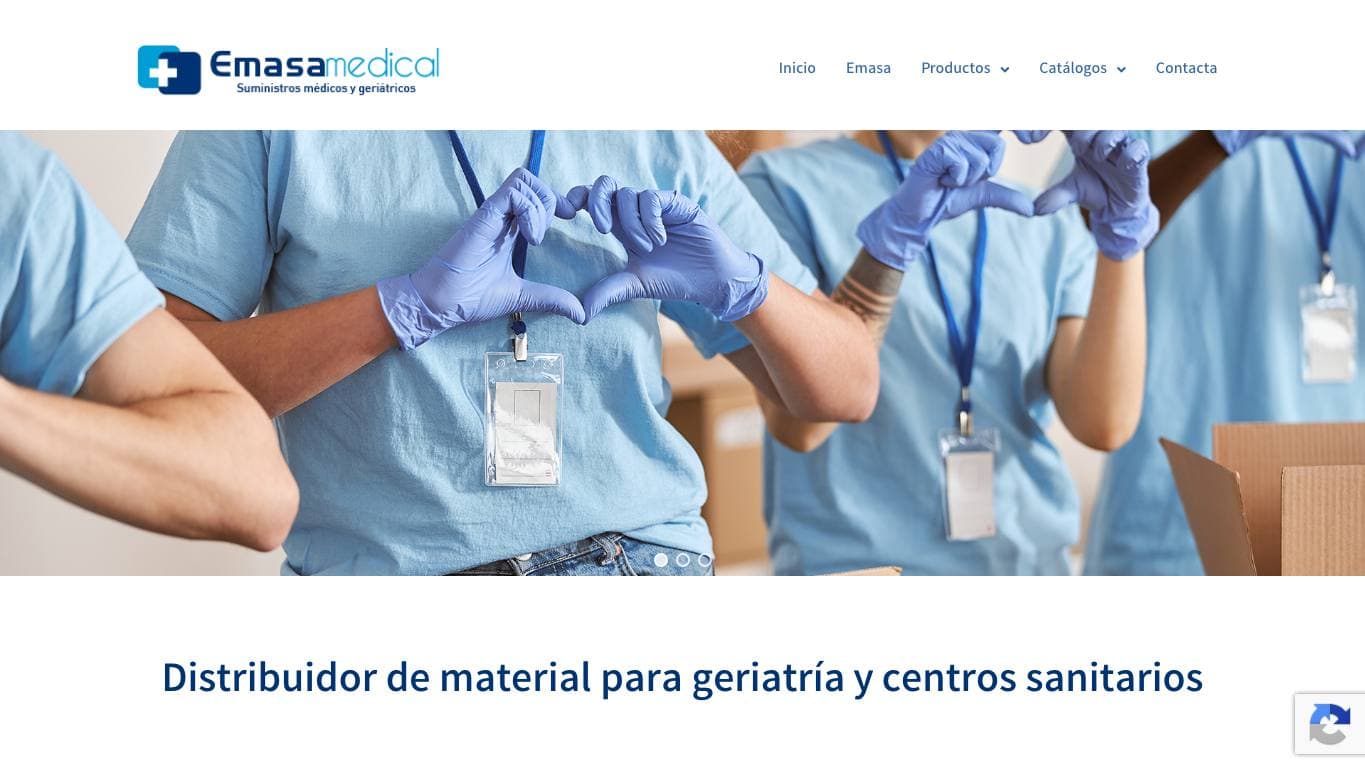 Captura limpia de la home de Emasa Medical, tienda incluida en la guia de higiene sanitaria.