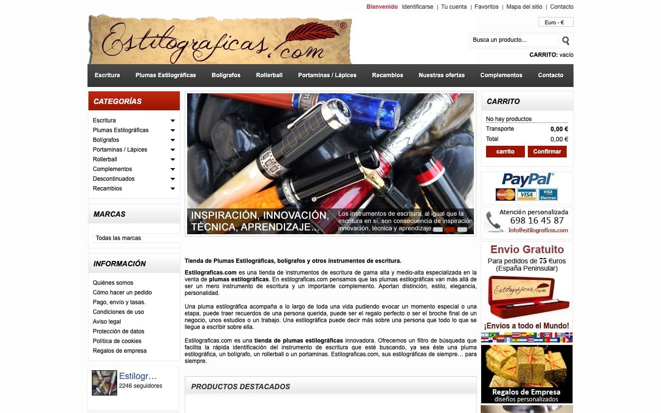 Captura limpia de la portada oficial de Estilograficas.com.