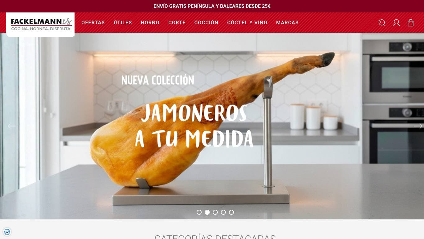Captura de la home de Fackelmann, incluida en la guía.