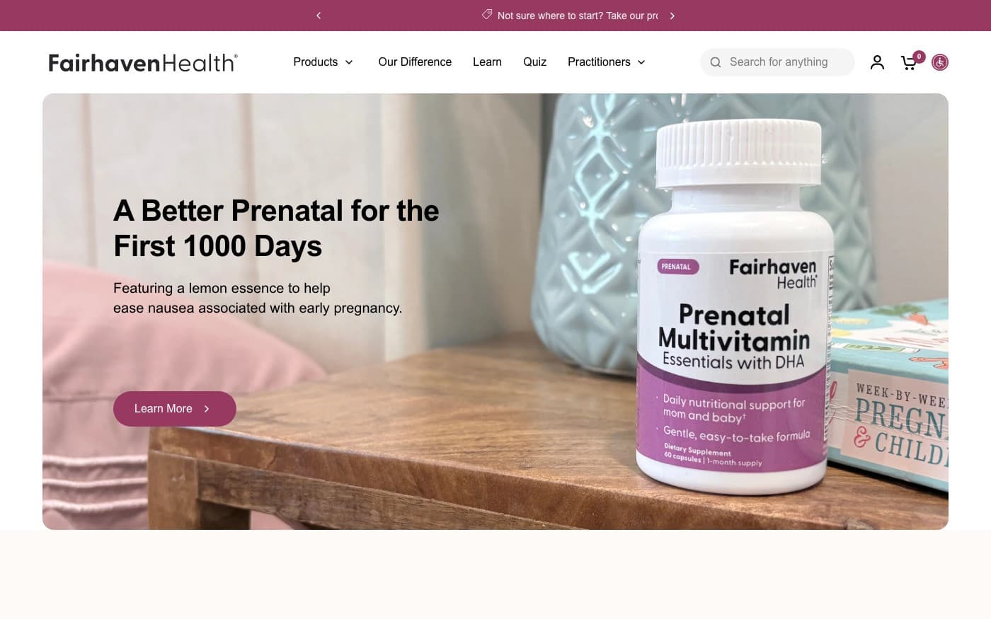 Captura limpia de la home oficial de Fairhaven Health