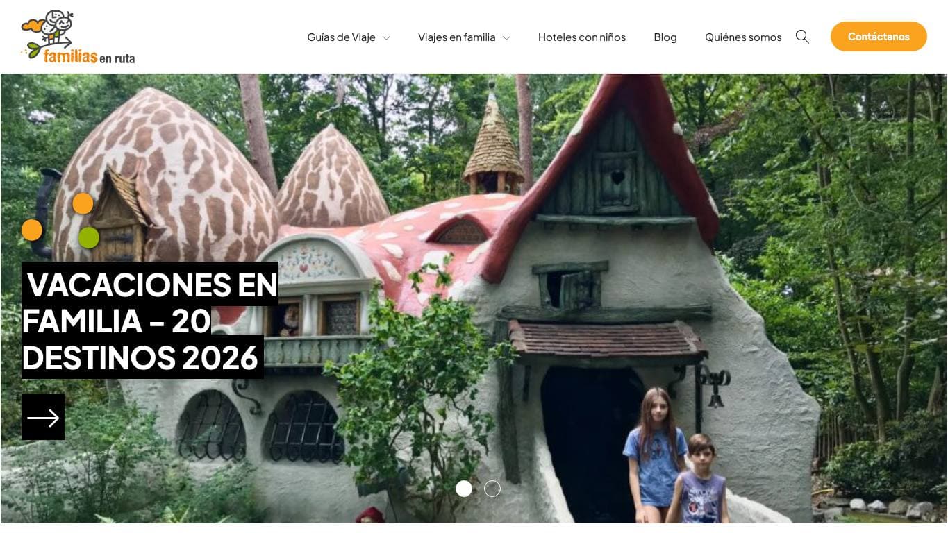 Captura de la home de Familias en Ruta, especialista en viajes con niños.
