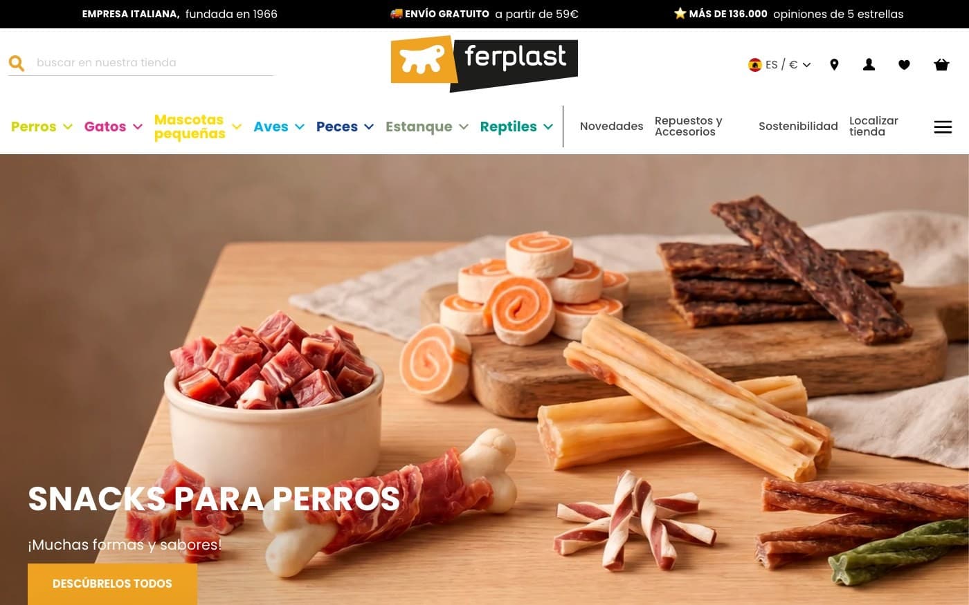 Captura limpia de la home oficial de Ferplast