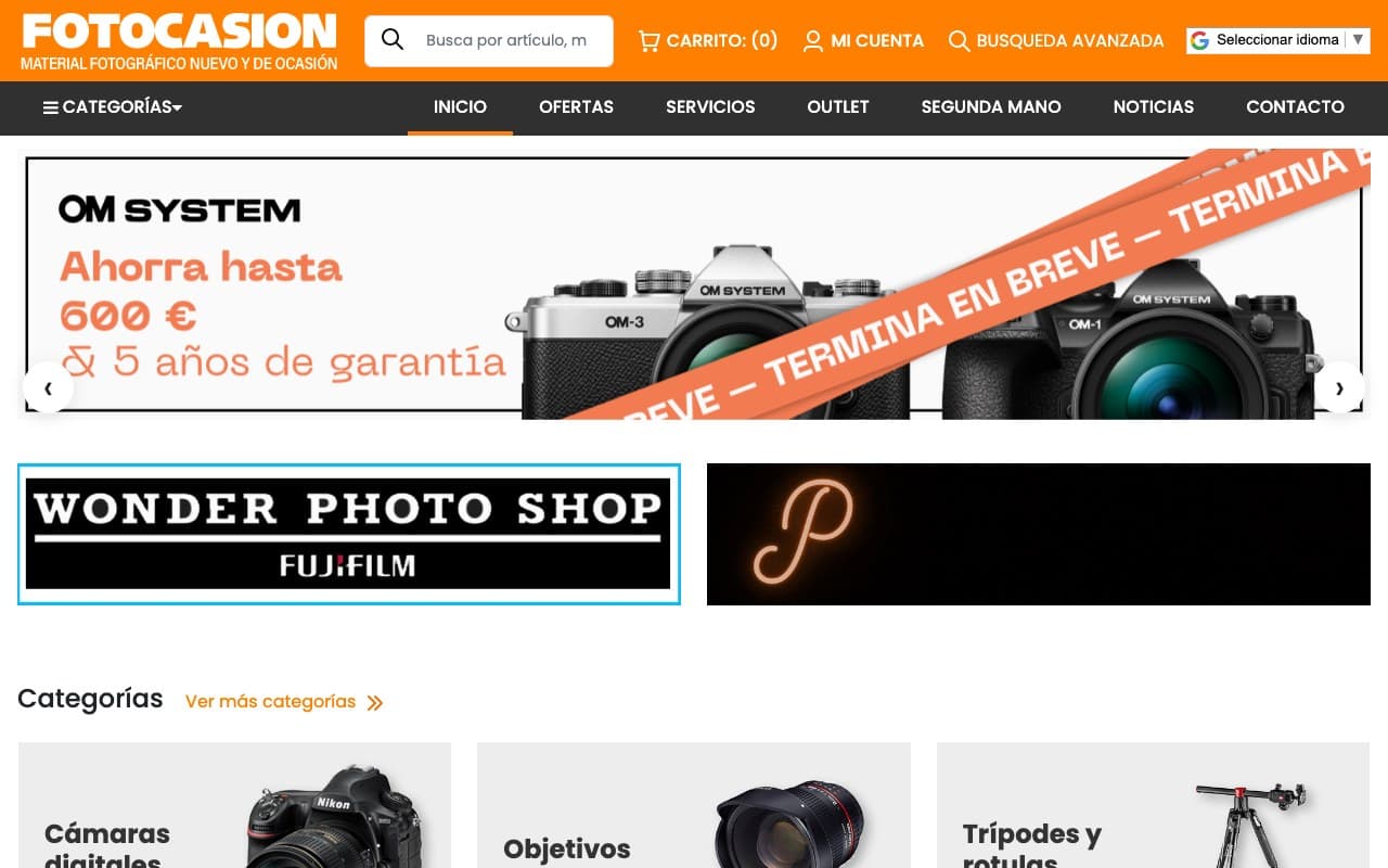 Captura limpia de la home oficial de Fotocasión.