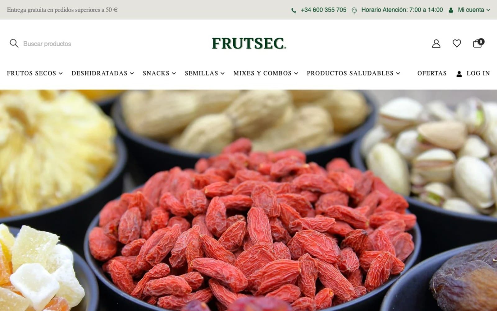 Captura de una tienda oficial de snacks
