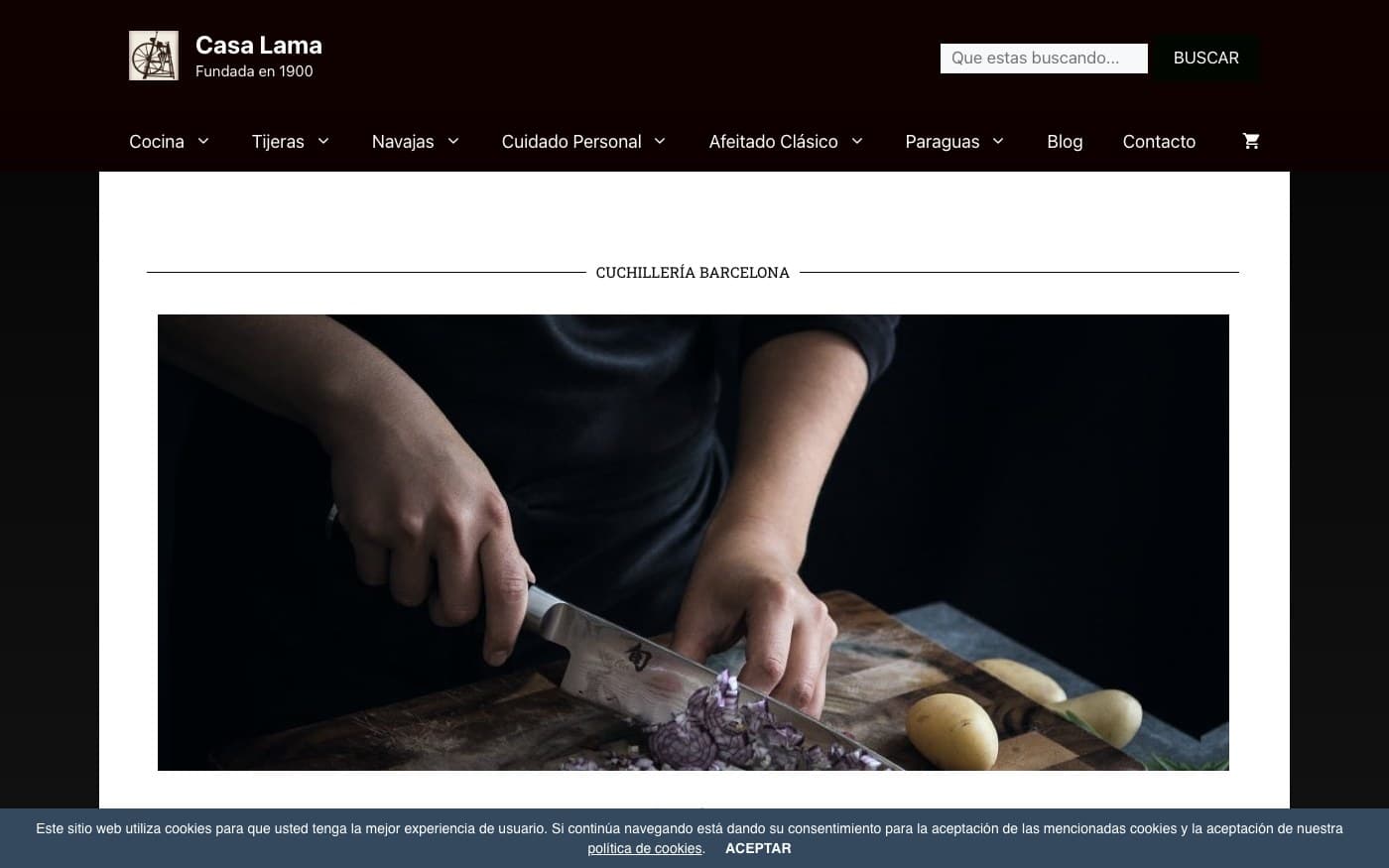 Captura de la home oficial de Ganivetería Casa Lama