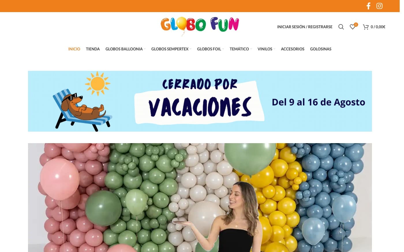 Captura limpia de la home oficial de Globo Fun.