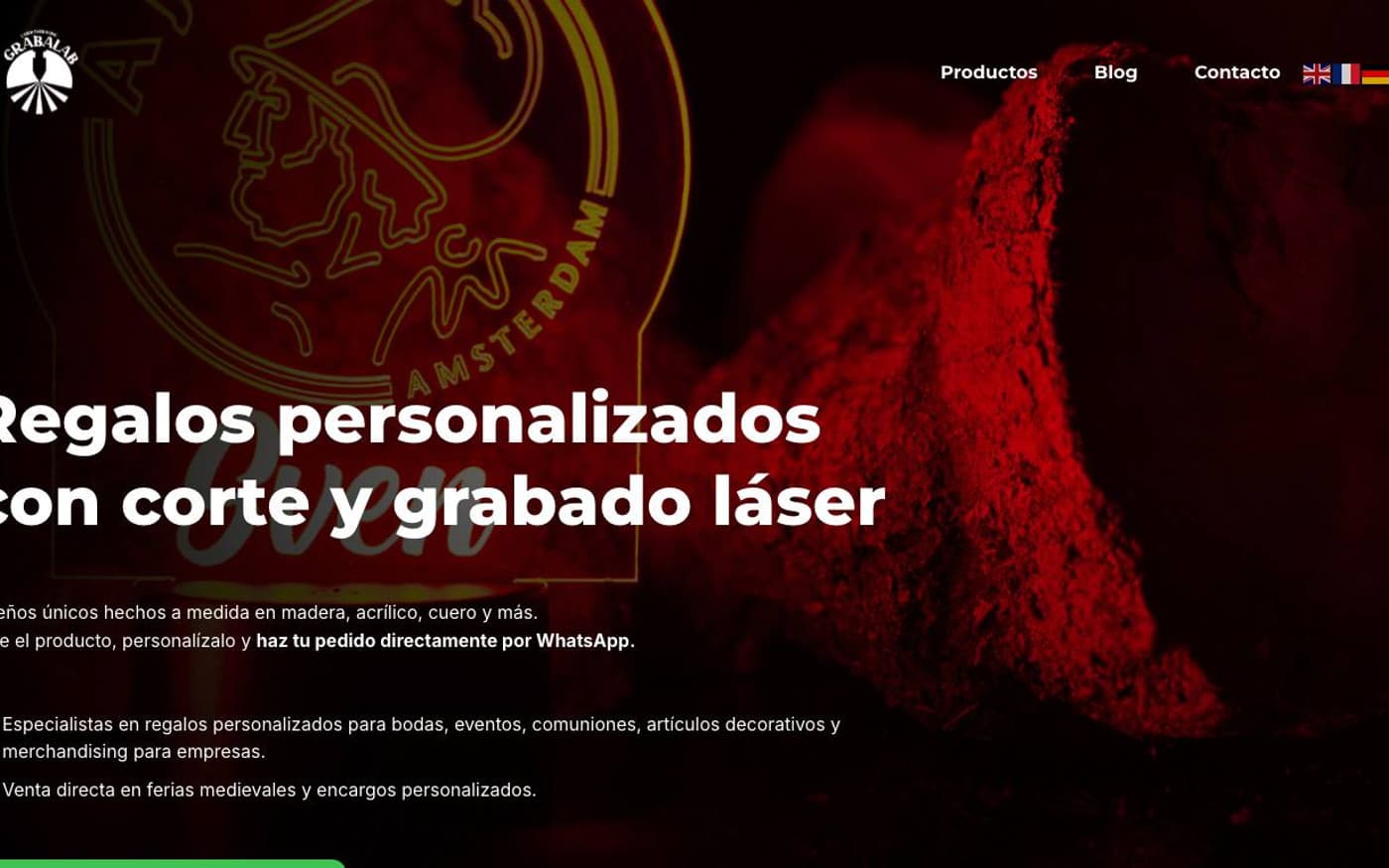Captura de la web oficial de GrabaLab Laser