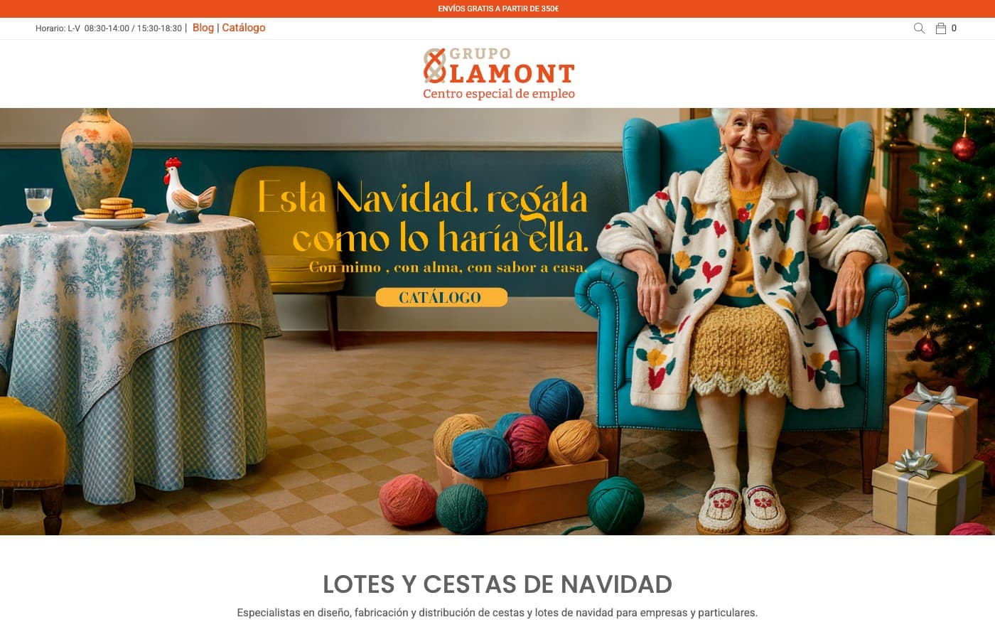 Captura limpia de la home de Grupo Lamont, incluida en la guía de Navidad.