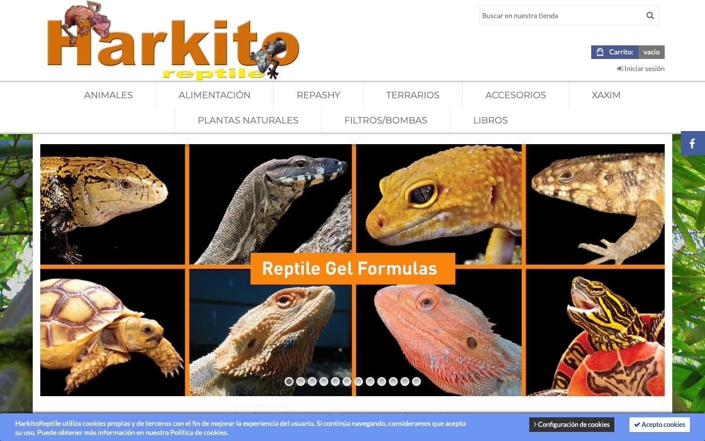 Captura limpia de la home oficial de Harkito Reptile