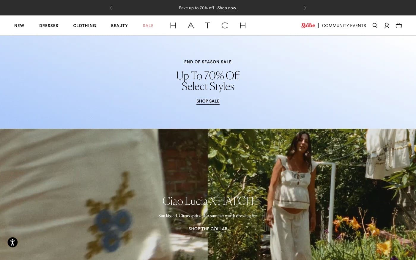 Captura limpia de la home oficial de HATCH Collection