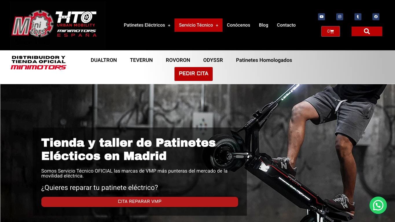 Captura limpia de una home oficial de movilidad tech