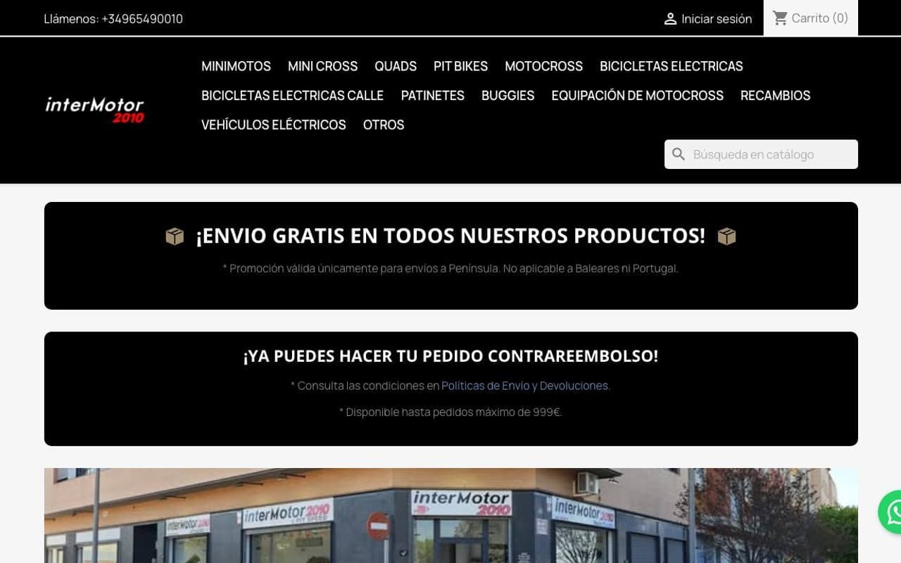 Captura limpia de una tienda oficial de moto