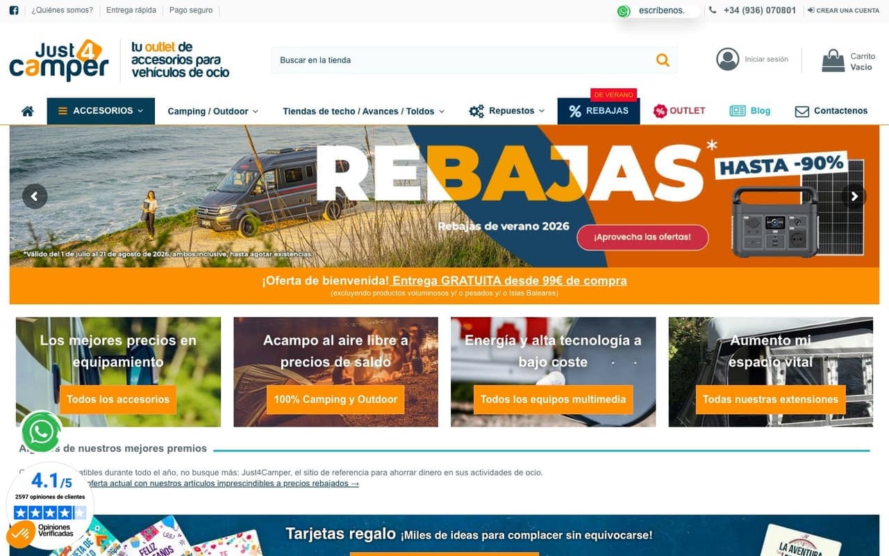 Captura limpia de una tienda oficial de caravaning