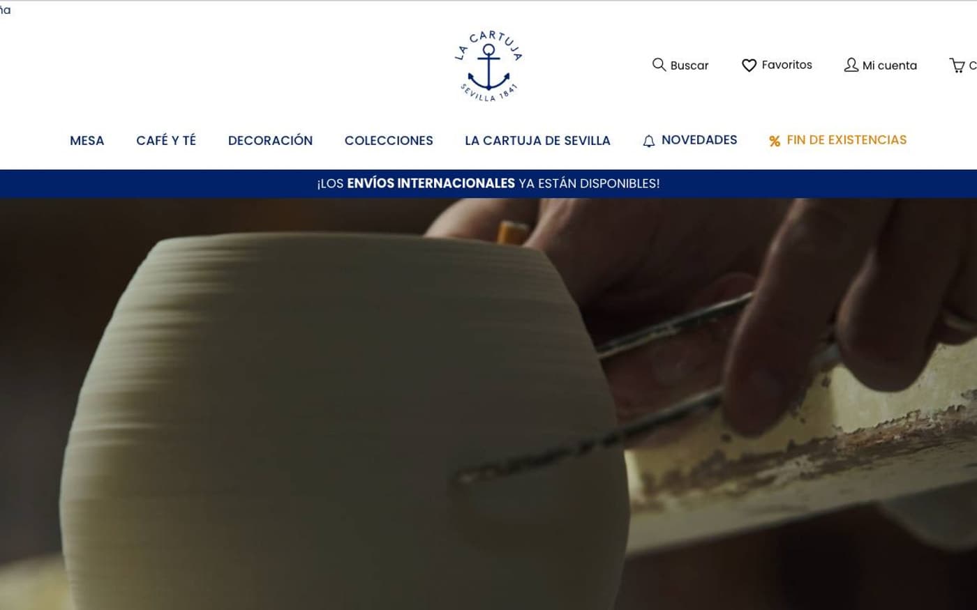 Captura de la home oficial de La Cartuja de Sevilla, incluida en la guía de menaje decorativo.