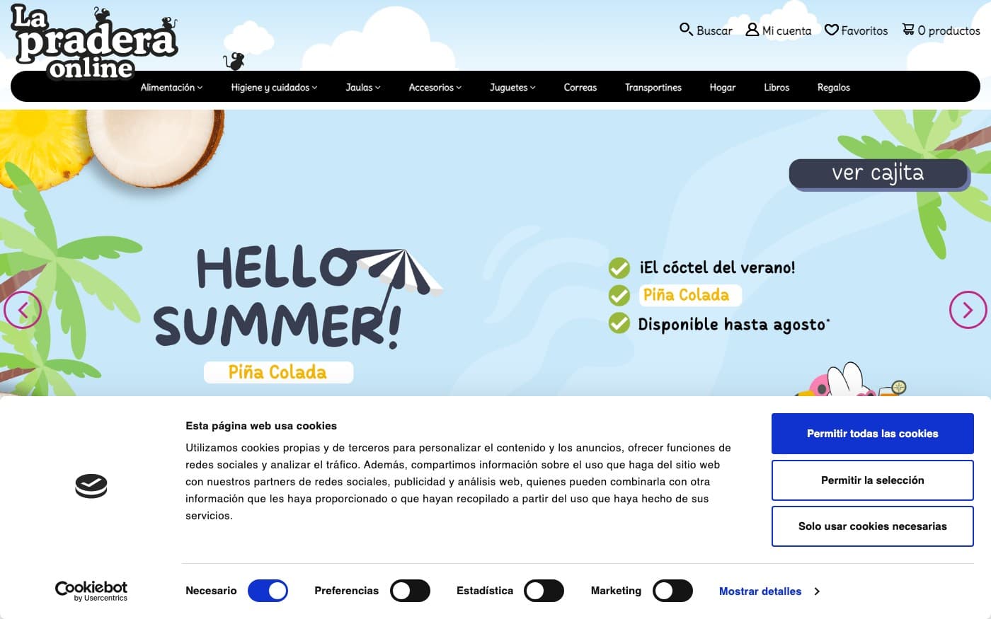 Captura limpia de la home oficial de La Pradera Online