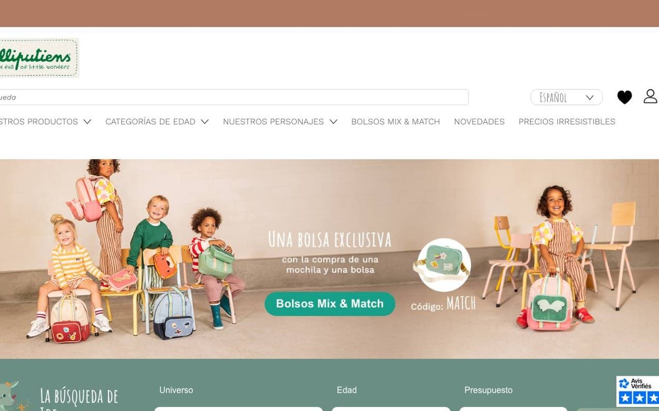 Captura limpia de la home oficial de Lilliputiens, tienda de juguetes para bebé.