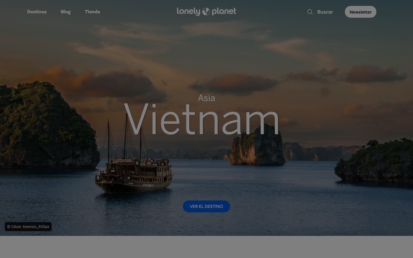 Captura limpia de la home oficial de Lonely Planet
