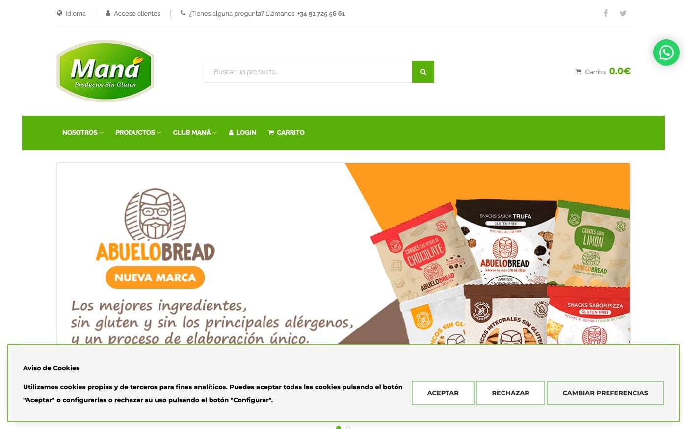 Captura limpia de Maná Productos Sin Gluten