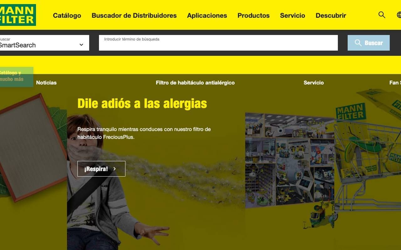 Captura limpia de una tienda oficial de recambios de coche